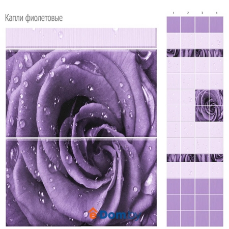 панель пвх юник капли росы фиолетовые фон2,7м