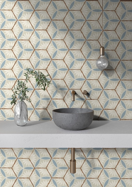 керамогранит ennface kaleidoscope blue matt 22х257 см